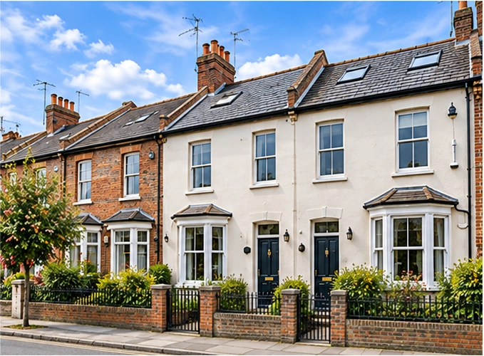 Terraced home after pebbledash removal and rendering